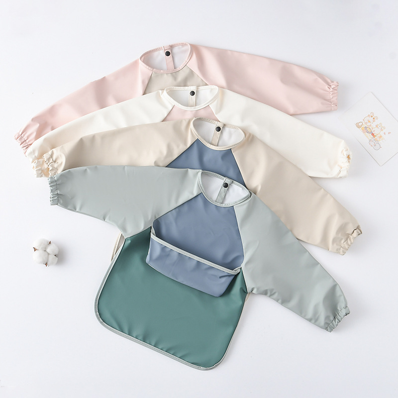 Kids Baby Long Sleeved PU Bibs - Baby Food Chair 评论和价格
