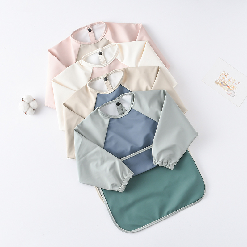 Kids Baby Long Sleeved PU Bibs - Baby Food Chair 评论和价格